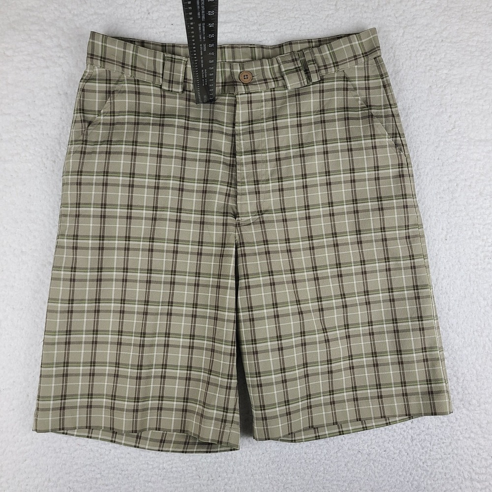 Under Armour Shorts Mens 34 Brown Tan Plaid 10" Casual Chino Performance Golf